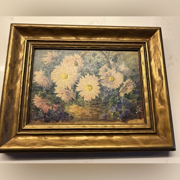 Vintage Framed Floral Still Life Print with Gold textured Wooden Frame - Picture 5 of 6